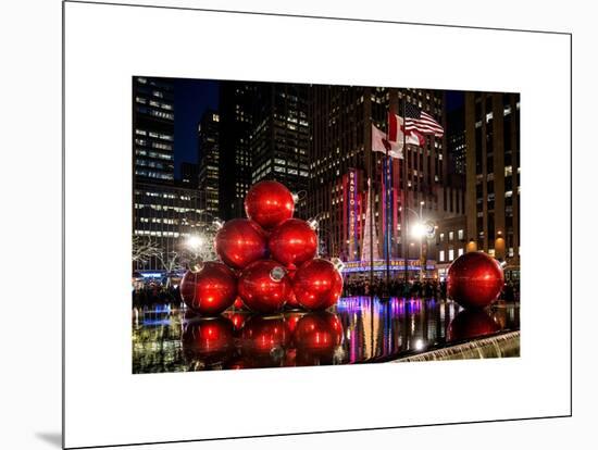 The Giant Christmas Ornaments on Sixth Avenue across from the Radio City Music Hall by Night-Philippe Hugonnard-Mounted Art Print