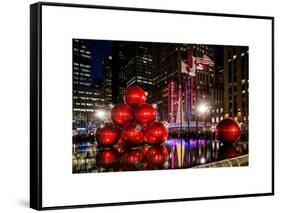 The Giant Christmas Ornaments on Sixth Avenue across from the Radio City Music Hall by Night-Philippe Hugonnard-Framed Stretched Canvas