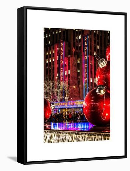 The Giant Christmas Ornaments on Sixth Avenue across from the Radio City Music Hall by Night-Philippe Hugonnard-Framed Stretched Canvas