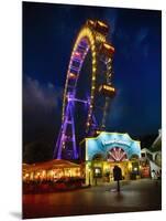 The Giant Ferris Wheel of Vienna at Night-George Oze-Mounted Photographic Print