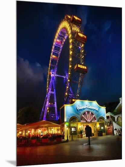The Giant Ferris Wheel of Vienna at Night-George Oze-Mounted Photographic Print