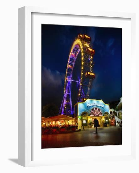 The Giant Ferris Wheel of Vienna at Night-George Oze-Framed Photographic Print