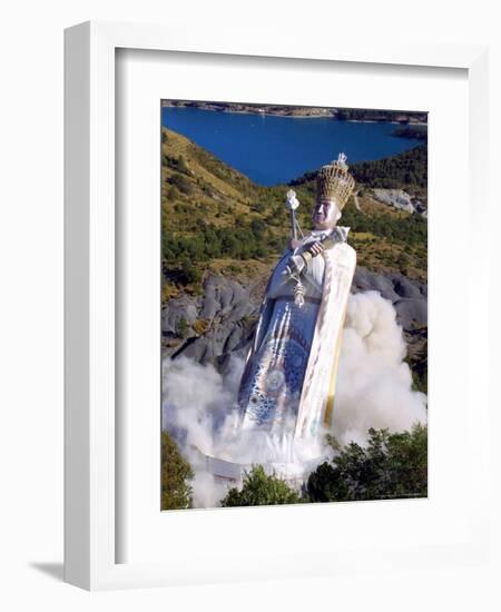 The Giant Statue Representing Mandarom Sect Founder Gilbert Bourdin-Str, Pool-Framed Photographic Print