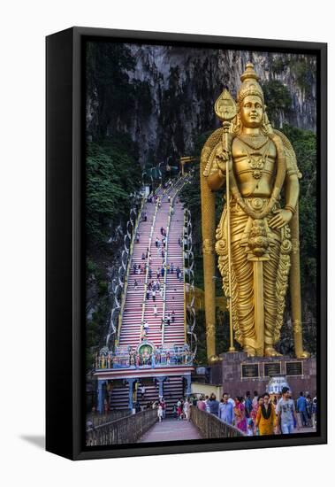 The Giant Statue to the Hindu Lord Murugan at the Entrance to the Batu Caves, Gomback, Selangor-Sean Cooper-Framed Stretched Canvas