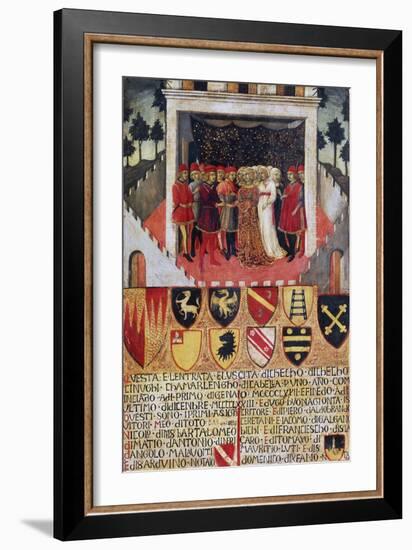 The Gift of the Ring, Wedding Scene Between Sienese Noble Families, 1473-Sano di Pietro Sano di Pietro-Framed Giclee Print