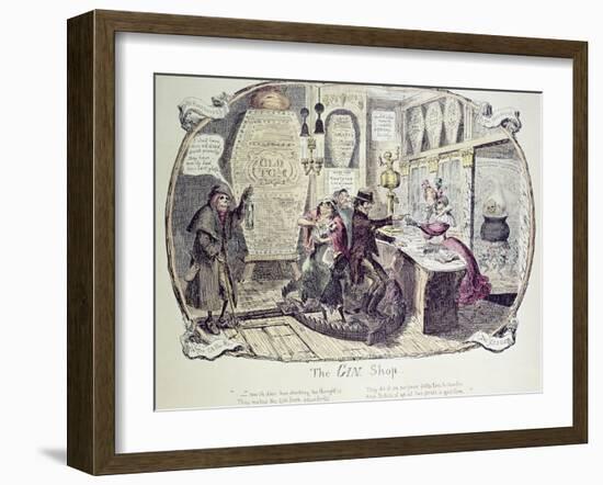 The Gin Shop, 1829-George Cruikshank-Framed Giclee Print