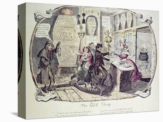 The Gin Shop, 1829-George Cruikshank-Stretched Canvas