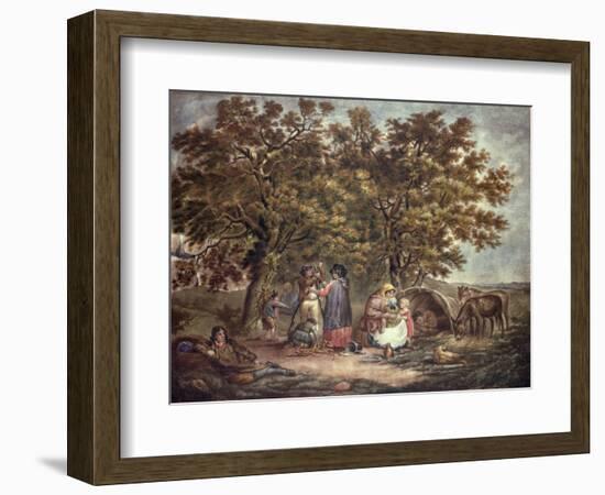 The Gipsies Tent, Engraved by Joseph Grozar-George Morland-Framed Giclee Print