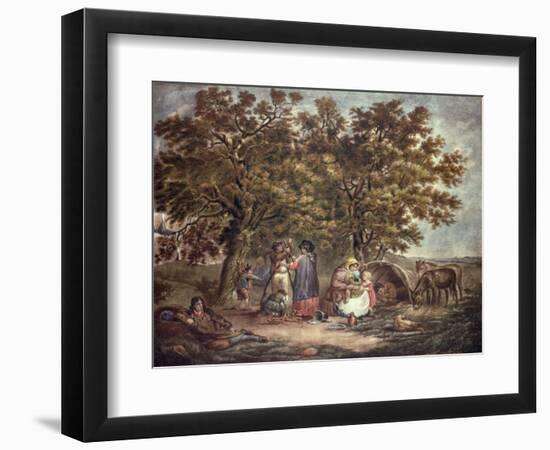 The Gipsies Tent, Engraved by Joseph Grozar-George Morland-Framed Giclee Print