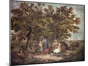 The Gipsies Tent, Engraved by Joseph Grozar-George Morland-Mounted Giclee Print