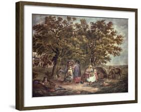 The Gipsies Tent, Engraved by Joseph Grozar-George Morland-Framed Giclee Print