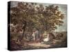 The Gipsies Tent, Engraved by Joseph Grozar-George Morland-Stretched Canvas