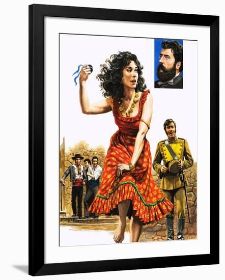 The Gipsy Girl Who Conquered the World, Carmen, Illustration from 'The Music-Makers', 1982-Payne-Framed Giclee Print