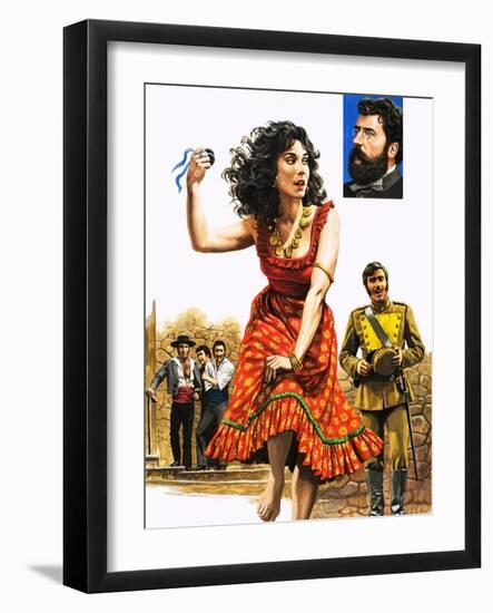 The Gipsy Girl Who Conquered the World, Carmen, Illustration from 'The Music-Makers', 1982-Payne-Framed Giclee Print