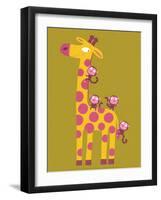 The Giraffe and the Monkeys-Nathalie Choux-Framed Art Print