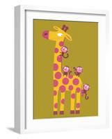 The Giraffe and the Monkeys-Nathalie Choux-Framed Art Print