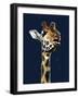 The Giraffe on Midnight Blue, 2019, (Pen and Ink)-Mike Davis-Framed Giclee Print