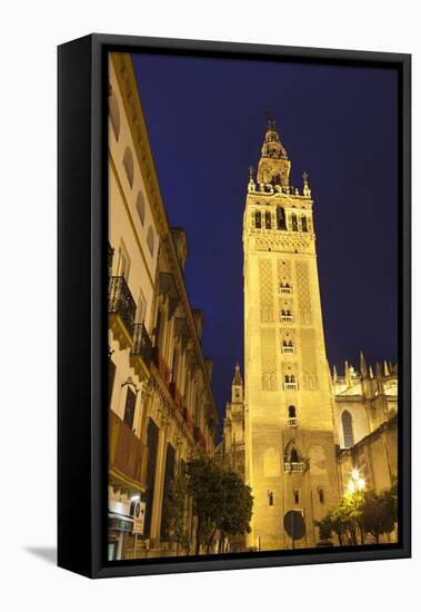 The Giralda at Night, UNESCO World Heritage Site, Seville, Andalucia, Spain, Europe-Stuart Black-Framed Stretched Canvas