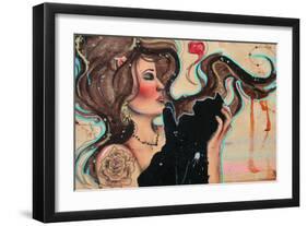 The Girl and the Kitty II-Vicky Filiault-Framed Art Print