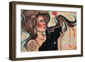 The Girl and the Kitty II-Vicky Filiault-Framed Art Print
