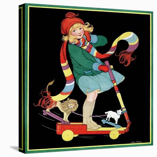 The Girl and the Scooter - Child Life-Hazel Frazee-Stretched Canvas
