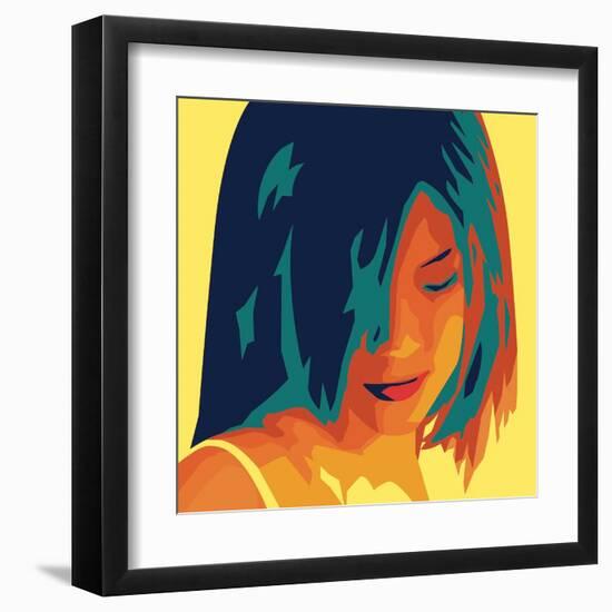 The Girl from Okinawa (yellow)-Javier Palacios-Framed Art Print