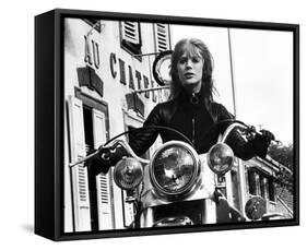 The Girl on a Motorcycle-null-Framed Stretched Canvas