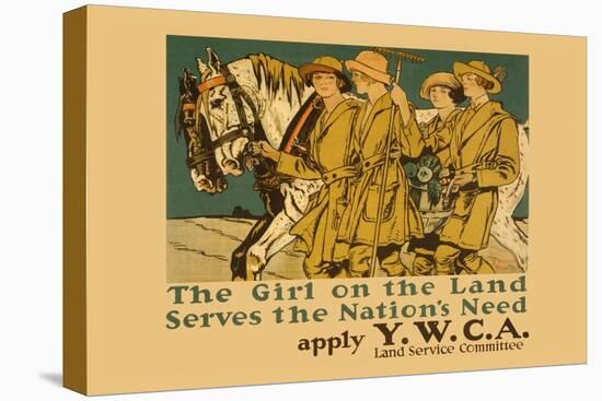 The Girl on Land Serves the Nations Need-Edward Penfield-Stretched Canvas