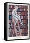 The Girl on the Library Ladder-null-Framed Stretched Canvas