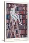 The Girl on the Library Ladder-null-Stretched Canvas