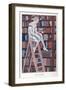 The Girl on the Library Ladder-null-Framed Art Print