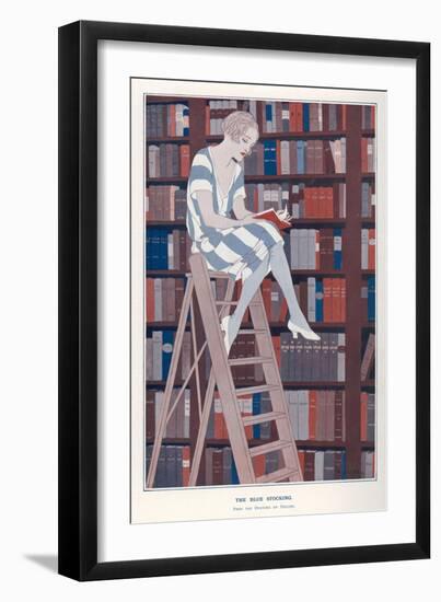 The Girl on the Library Ladder-null-Framed Art Print