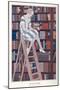 The Girl on the Library Ladder-null-Mounted Art Print