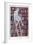 The Girl on the Library Ladder-null-Framed Art Print