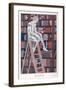 The Girl on the Library Ladder-null-Framed Art Print