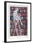 The Girl on the Library Ladder-null-Framed Art Print