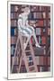 The Girl on the Library Ladder-null-Mounted Art Print