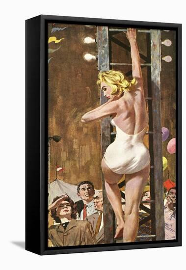 The Girl On The Tower  - Saturday Evening Post "Leading Ladies", September 24, 1960 pg.26-Robert Mcginnis-Framed Stretched Canvas