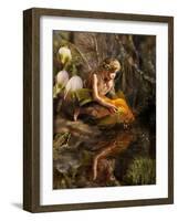 The Girl Releases a Gold Fish-Lilun-Framed Photographic Print