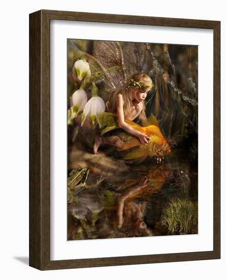 The Girl Releases a Gold Fish-Lilun-Framed Photographic Print