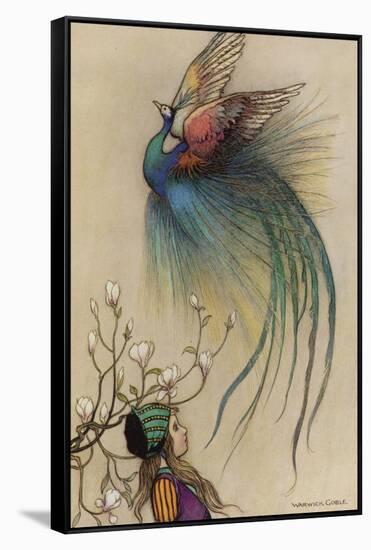 The Girl the Tree and the Bird of Paradise-Warwick Goble-Framed Stretched Canvas