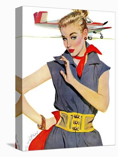 The Girl Who Stole Airplanes  - Saturday Evening Post "Leading Ladies", December 6, 1952 pg.24-Coby Whitmore-Stretched Canvas