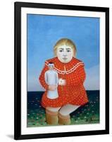 The Girl with a Doll, c.1892 or c.1904-05-Henri Rousseau-Framed Giclee Print