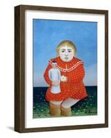 The Girl with a Doll, c.1892 or c.1904-05-Henri Rousseau-Framed Giclee Print