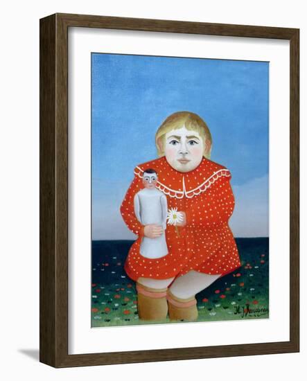 The Girl with a Doll, c.1892 or c.1904-05-Henri Rousseau-Framed Giclee Print