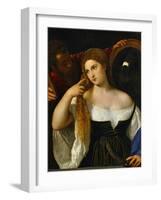 The Girl with a Mirror, Around 1515-Titian (Tiziano Vecelli)-Framed Giclee Print