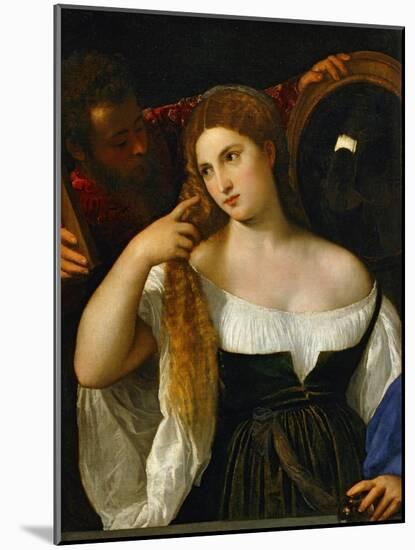 The Girl with a Mirror, Around 1515-Titian (Tiziano Vecelli)-Mounted Giclee Print