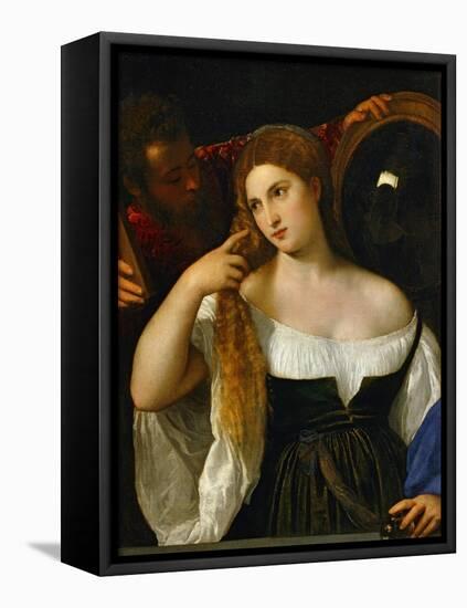 The Girl with a Mirror, Around 1515-Titian (Tiziano Vecelli)-Framed Stretched Canvas