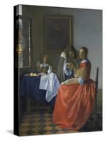 The Girl with the Wineglass-Johannes Vermeer-Stretched Canvas