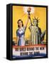 The Girls Behind the Men Behind the Guns…, WWII Poster-null-Framed Stretched Canvas